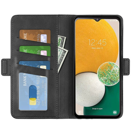 Calf Texture Phone Cover For Samsung Galaxy A14 5G / A14 4G PU Leather Magnetic Closure Stand Flip Wallet Case Protective Phone Shell - Black - 2