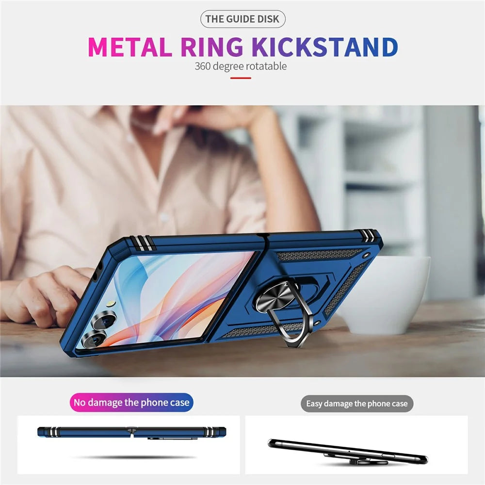 For Samsung Galaxy Z Flip7 5G Case TPU + PC Phone Cover with Ring Kickstand Drop Protection - Blue - 2