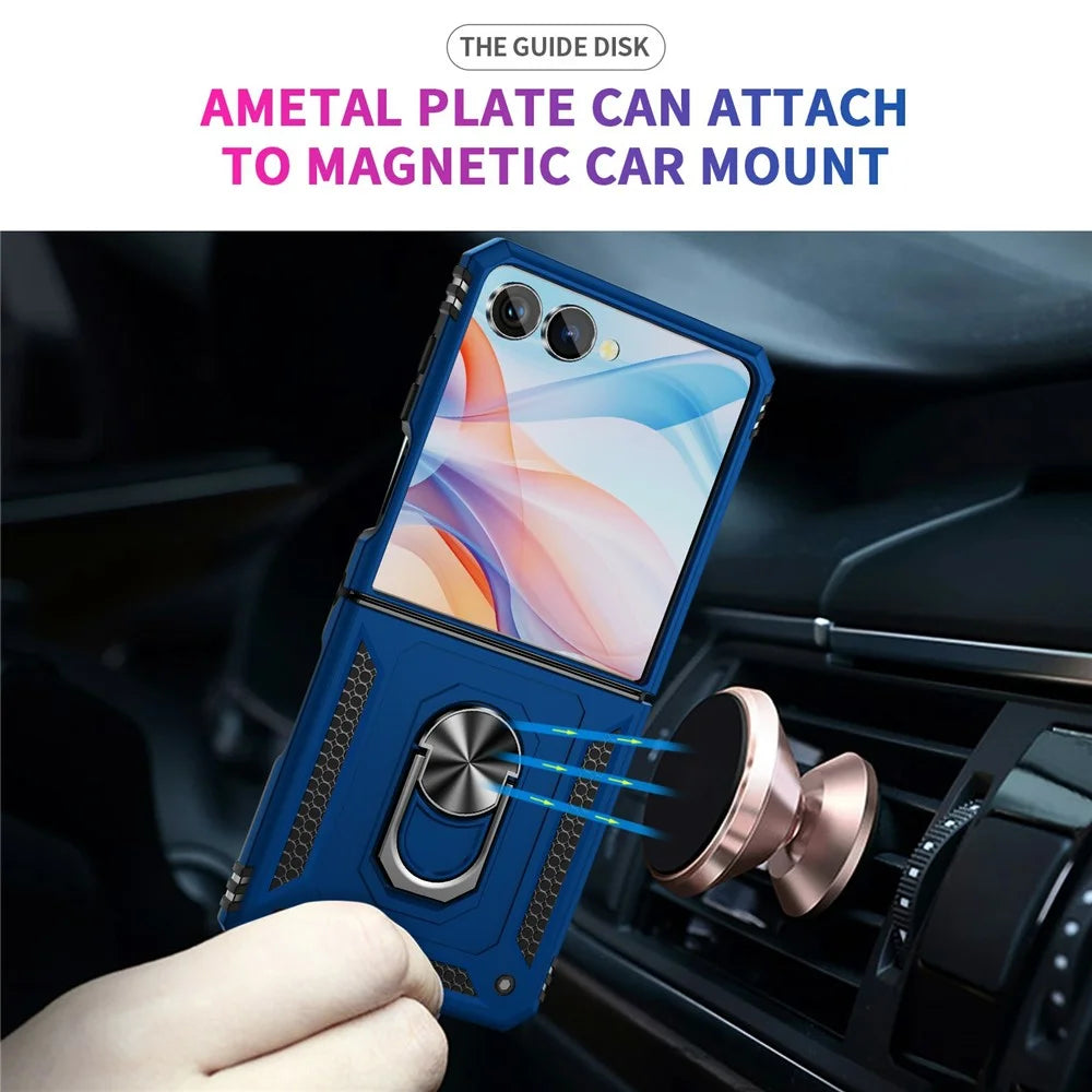 For Samsung Galaxy Z Flip7 5G Case TPU + PC Phone Cover with Ring Kickstand Drop Protection - Blue - 5
