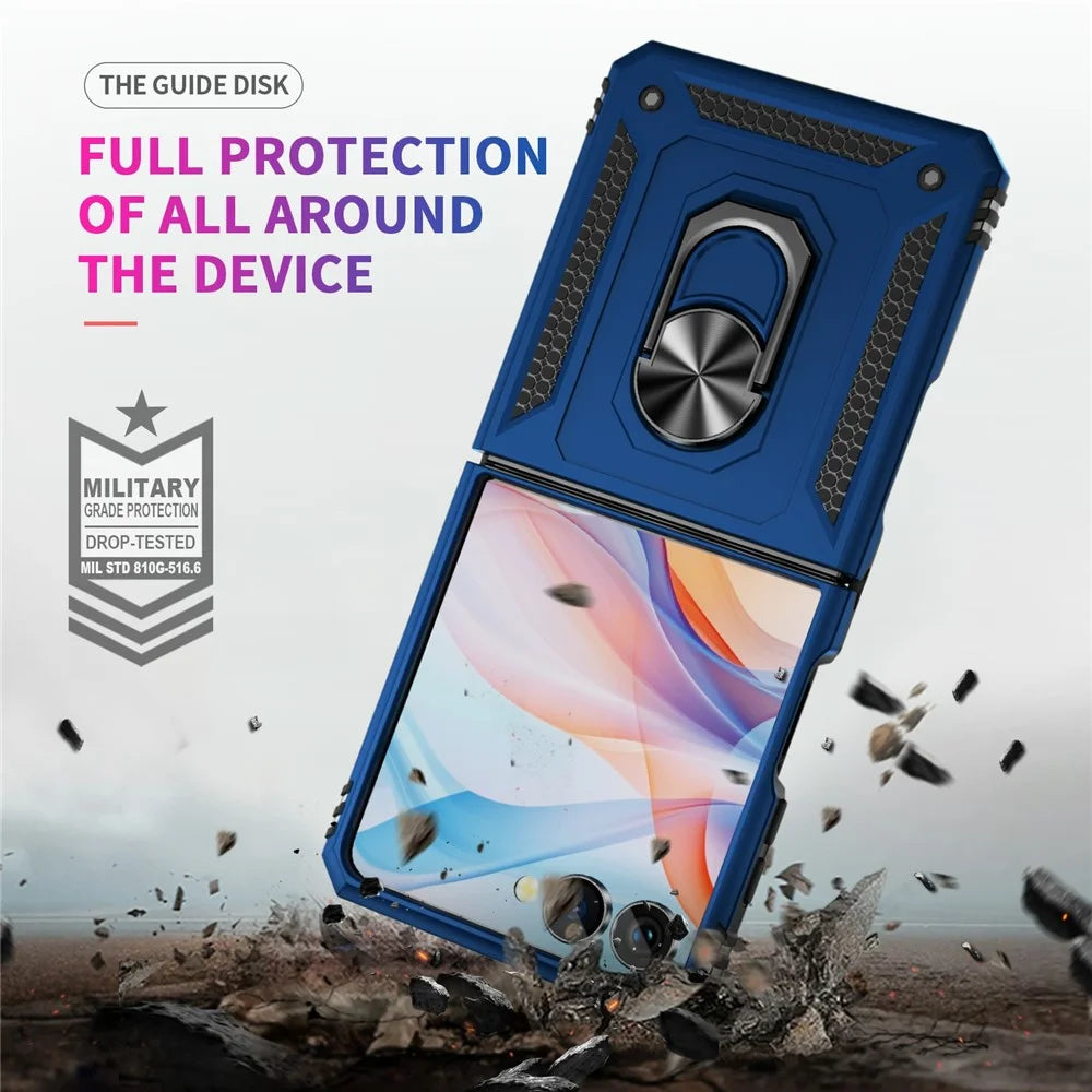 For Samsung Galaxy Z Flip7 5G Case TPU + PC Phone Cover with Ring Kickstand Drop Protection - Blue - 6