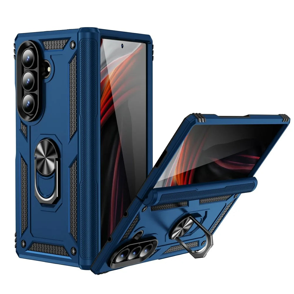 For Samsung Galaxy Z Fold7 5G Case PC + TPU Phone Cover with Kickstand - Blue - 1