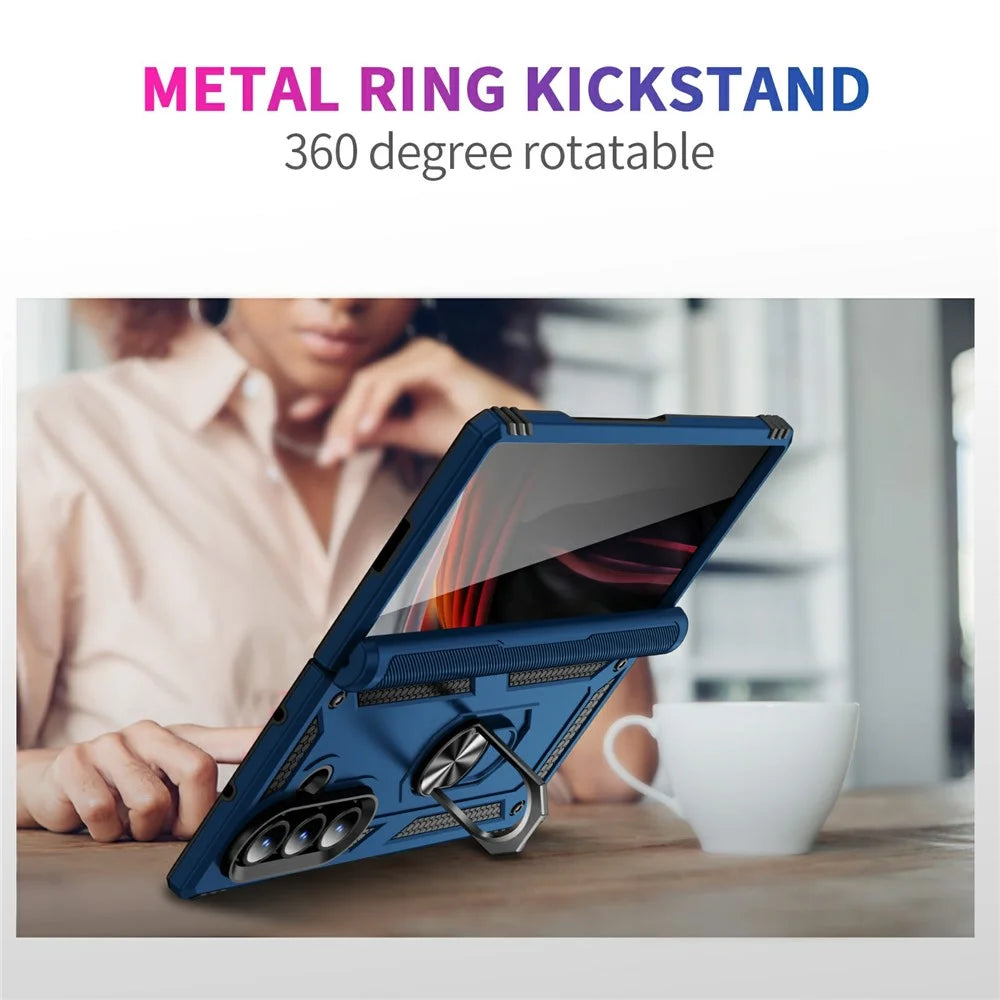 For Samsung Galaxy Z Fold7 5G Case PC + TPU Phone Cover with Kickstand - Blue - 3