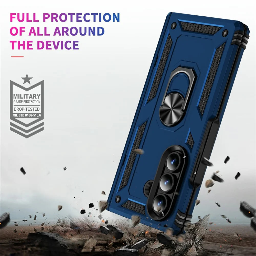 For Samsung Galaxy Z Fold7 5G Case PC + TPU Phone Cover with Kickstand - Blue - 4