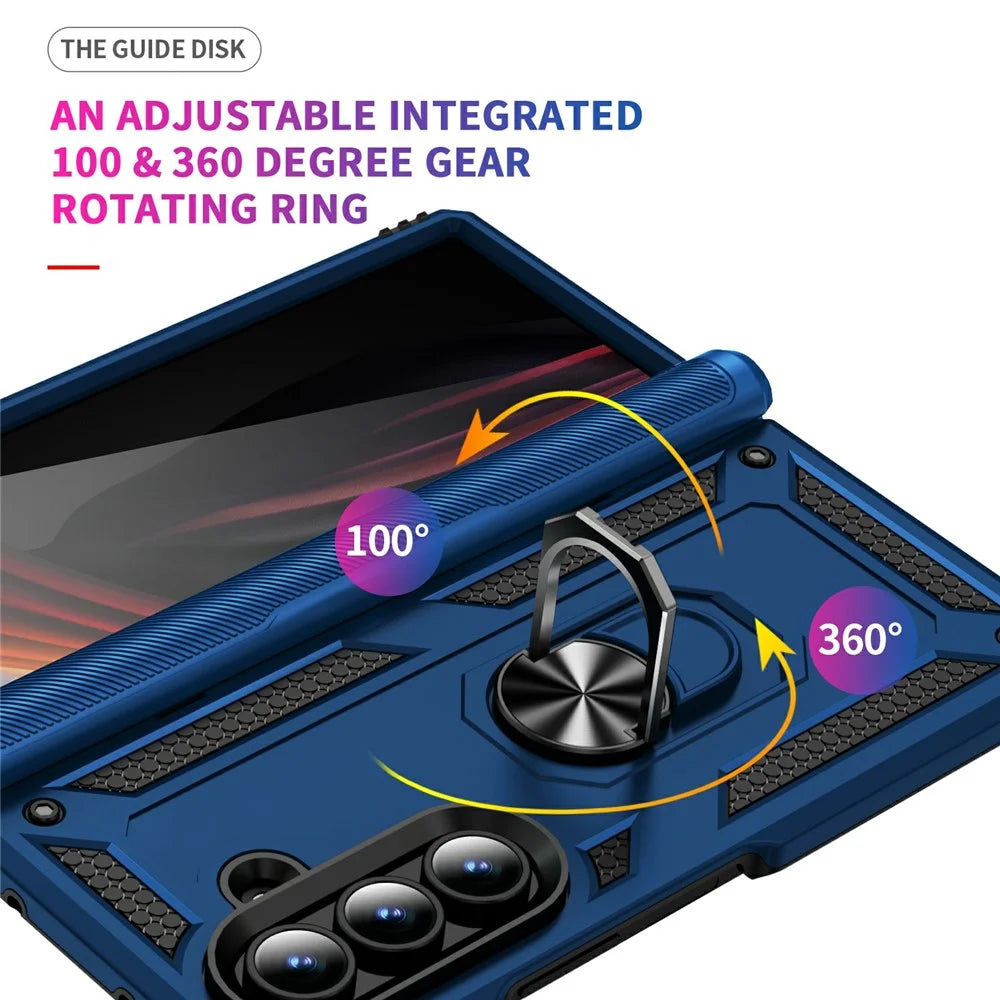 For Samsung Galaxy Z Fold7 5G Case PC + TPU Phone Cover with Kickstand - Blue - 5