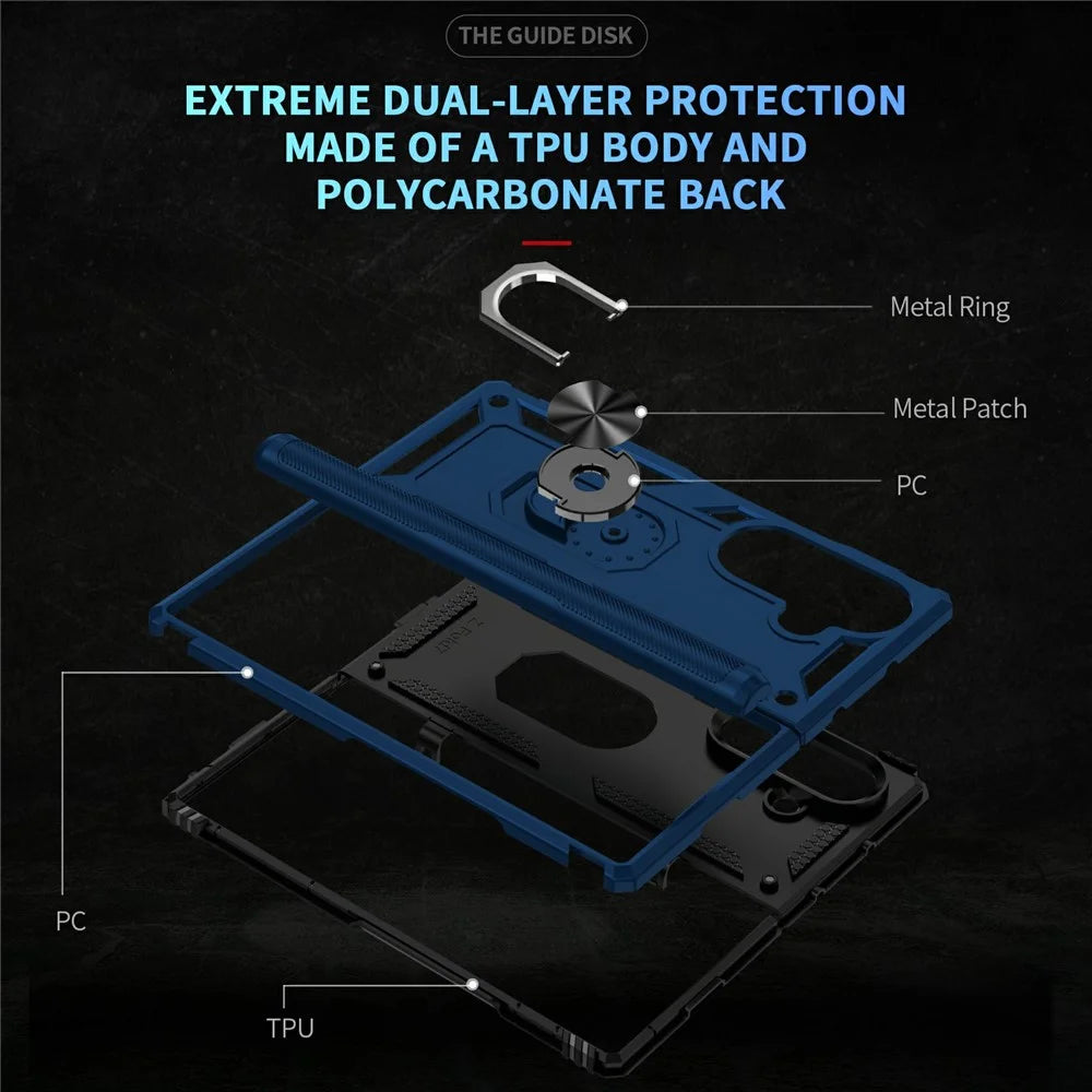 For Samsung Galaxy Z Fold7 5G Case PC + TPU Phone Cover with Kickstand - Blue - 6