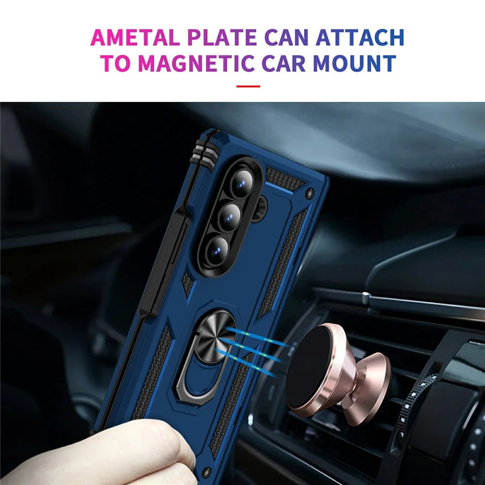 For Samsung Galaxy Z Fold7 5G Case PC + TPU Phone Cover with Kickstand - Blue - 7