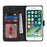 Wallet Case for iPhone SE (2022) / (2020) / 8 / 7 Double Folded Edge Skin Touch PU Leather Flip Phone Cover - Black - 2