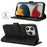 For iPhone 13 Pro Wallet Case Double Folded Edge Skin Touch PU Leather Flip Phone Cover - Black - 3