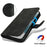 For iPhone 13 Pro Wallet Case Double Folded Edge Skin Touch PU Leather Flip Phone Cover - Black - 5