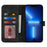 Wallet Case for iPhone 13 Pro Max / 12 Pro Max Double Folded Edge Skin Touch PU Leather Flip Phone Cover - Black - 2
