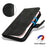 For iPhone 15 Plus / 14 Plus Wallet Case Double Folded Edge Skin Touch PU Leather Flip Phone Cover - Black - 6