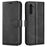 For Samsung Galaxy A14 5G / 4G Calf Texture PU Leather Phone Case Wallet Foldable Stand Cell Phone Cover - Black - 1