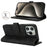 For iPhone 15 Pro Max Wallet Case Double Folded Edge Skin Touch PU Leather Flip Phone Cover - Black - 3