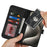 For iPhone 15 Pro Max Wallet Case Double Folded Edge Skin Touch PU Leather Flip Phone Cover - Black - 4