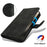 For iPhone 15 Pro Max Wallet Case Double Folded Edge Skin Touch PU Leather Flip Phone Cover - Black - 5
