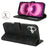 For iPhone 16 Wallet Case Double Folded Edge Skin Touch PU Leather Flip Phone Cover - Black - 3