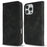 For iPhone 16 Pro Wallet Case Double Folded Edge Skin Touch PU Leather Flip Phone Cover - Black - 1