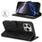 For iPhone 16 Pro Max Wallet Case Double Folded Edge Skin Touch PU Leather Flip Phone Cover - Black - 3