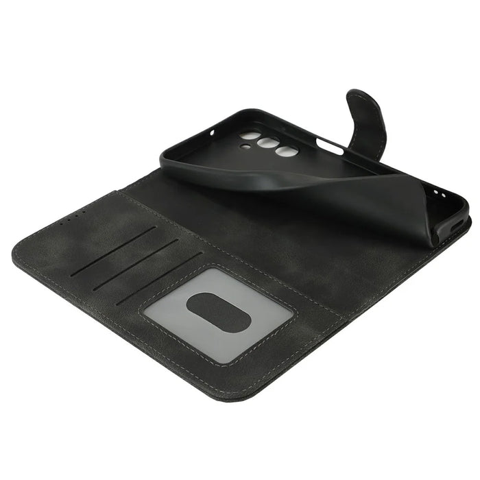 For Samsung Galaxy A15 5G Wallet Case Double Folded Edge Skin Touch PU Leather Flip Phone Cover - Black - 7