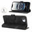 For iPhone 17e / 16e Wallet Case Double Folded Edge Skin Touch PU Leather Flip Phone Cover - Black - 3