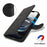 For iPhone 17e / 16e Wallet Case Double Folded Edge Skin Touch PU Leather Flip Phone Cover - Black - 5