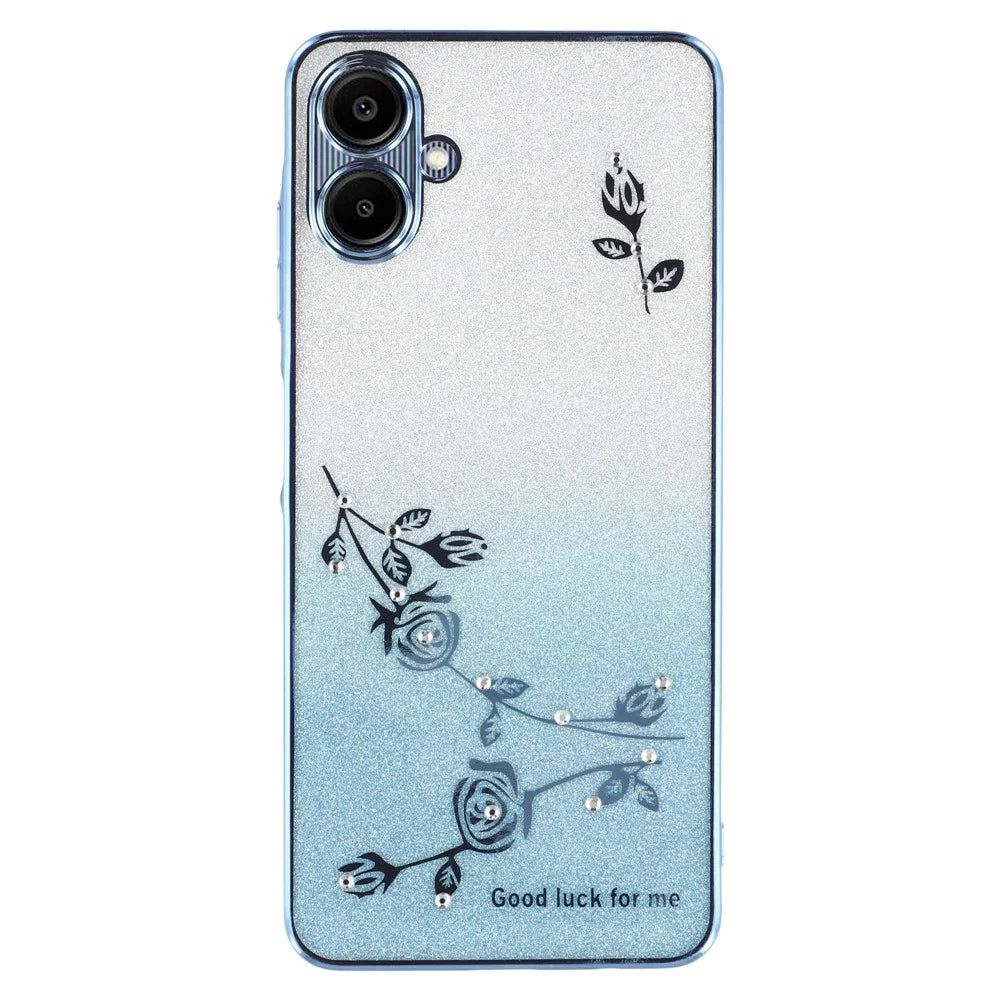 KADEM For Samsung Galaxy A05 4G Case Ring Kickstand TPU Flowers Phone Cover Gradient Glitter - Blue - 3