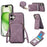 For iPhone 16 Case Card Holder Kickstand Leather + TPU Phone Cover with Shoulder Strap - Purple - 1