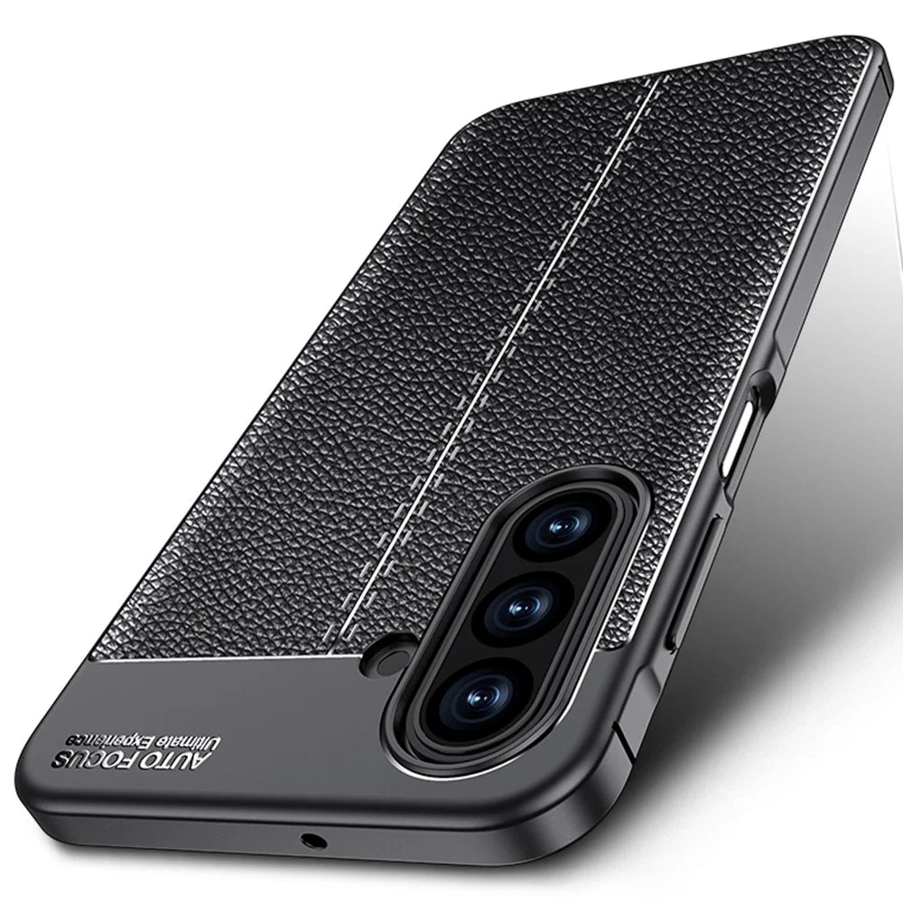 For Samsung Galaxy A18 5G / A18 4G / A17 5G / A17 4G Case Litchi Texture TPU Flexible Phone Cover, Black - 5