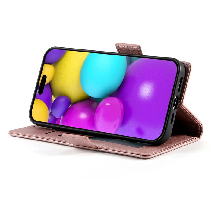 For iPhone 17 Stand Case PU Leather Wallet Phone Cover - Rose Gold - 3
