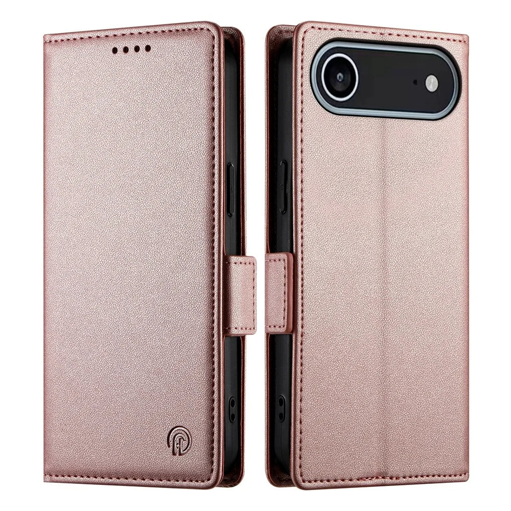 For iPhone Air Stand Case PU Leather Wallet Phone Cover - Rose Gold - 1