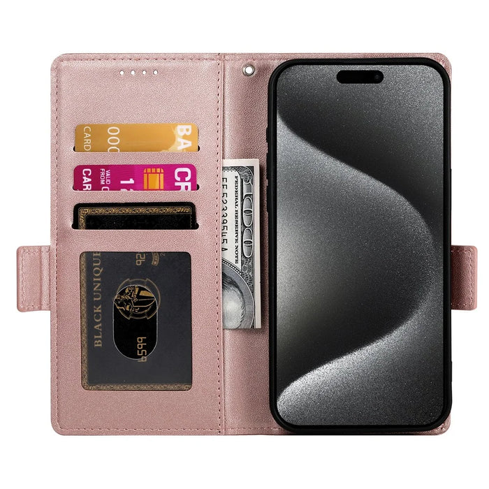 For iPhone 18 Pro Max / 17 Pro Max Stand Case PU Leather Wallet Phone Cover - Rose Gold - 2