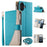 For iPhone 17 Case Zipper Wallet Color Splicing Leather Flip Phone Cover with Straps - Lake Blue - 1