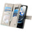 For iPhone 17 Case Zipper Wallet Color Splicing Leather Flip Phone Cover with Straps - Lake Blue - 5
