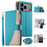 For iPhone 18 Pro Max / 17 Pro Max Case Zipper Wallet Color Splicing Leather Flip Phone Cover with Straps - Lake Blue - 1