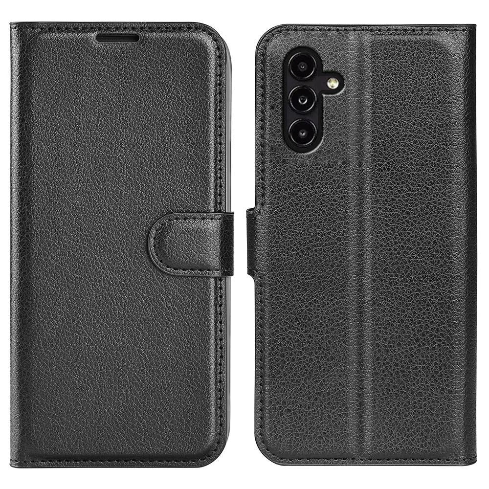 Stand Case for Samsung Galaxy A14 5G / 4G Wallet Case Scratch-resistant PU Leather Folio Flip Phone Cover - Black - 1
