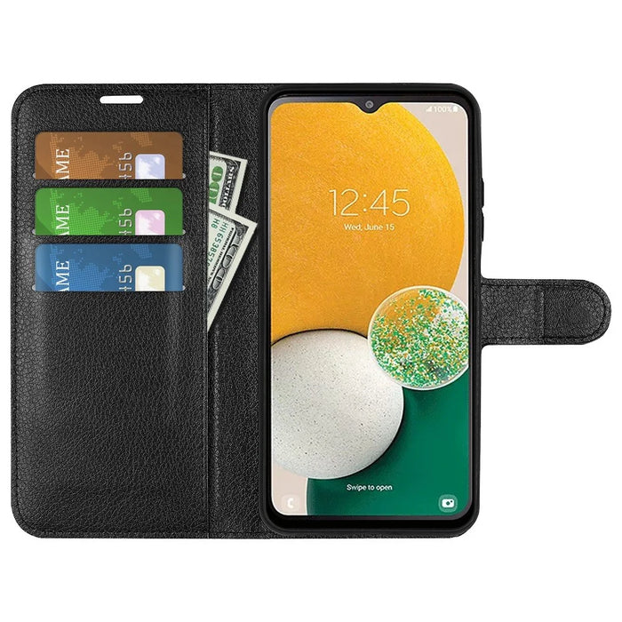 Stand Case for Samsung Galaxy A14 5G / 4G Wallet Case Scratch-resistant PU Leather Folio Flip Phone Cover - Black - 2