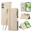 For iPhone 16 Case Multi Card Slots Zipper Leather Phone Cover with Wrist Strap - Beige - 1