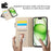 For iPhone 16 Case Multi Card Slots Zipper Leather Phone Cover with Wrist Strap - Beige - 7