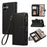 For Samsung Galaxy A06 4G Case Multi Card Slots Zipper Leather Phone Cover with Wrist Strap - Black - 1