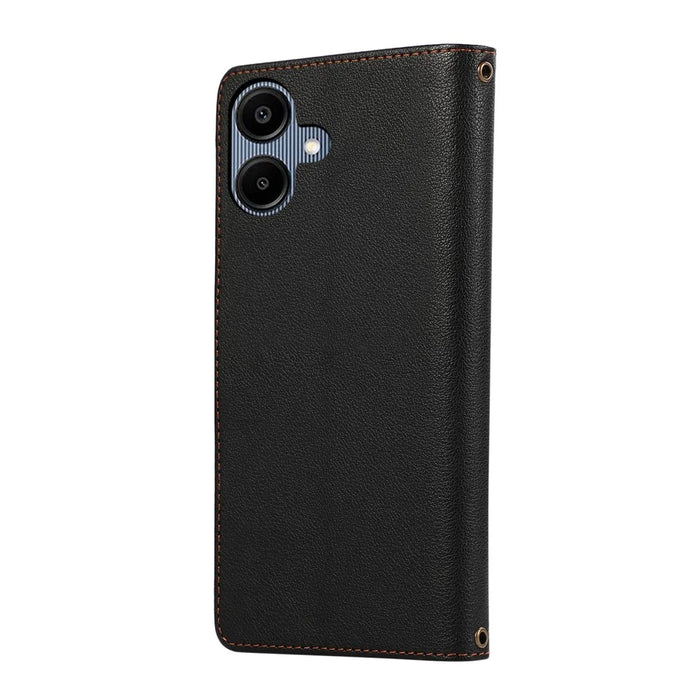 For Samsung Galaxy A06 4G Case Multi Card Slots Zipper Leather Phone Cover with Wrist Strap - Black - 7