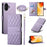For iPhone 17 Case Rhombus Stitching Wallet Stand Leather Phone Cover with Long  /  Short Strap - Purple - 1