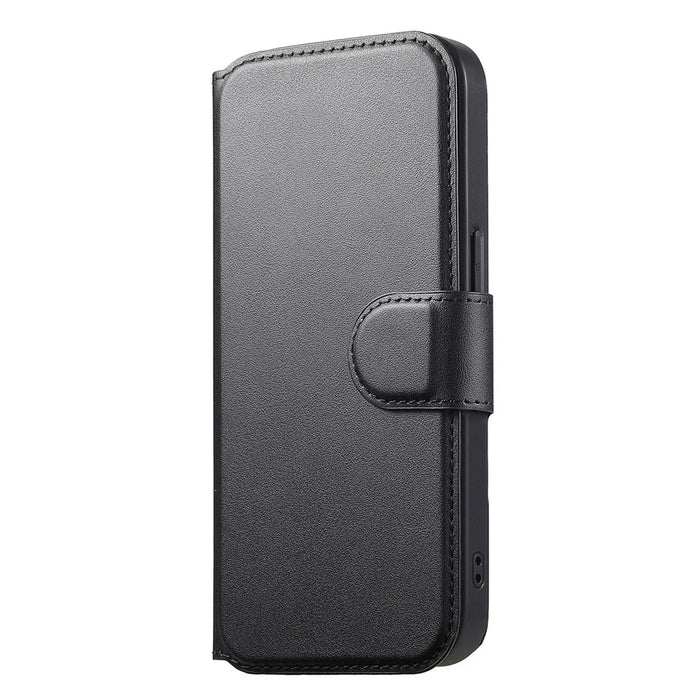 CASENEO For iPhone 17e / 16e Magnetic Case  RFID Blocking Wallet Detachable Leather Phone Cover with Wristband - Black - 2