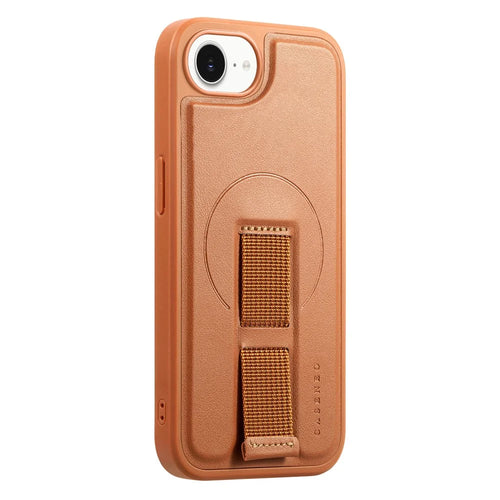 CASENEO For iPhone 17e / 16e Magnetic Case  Wristband PU Leather + PC Shockproof Phone Cover - Brown - 1