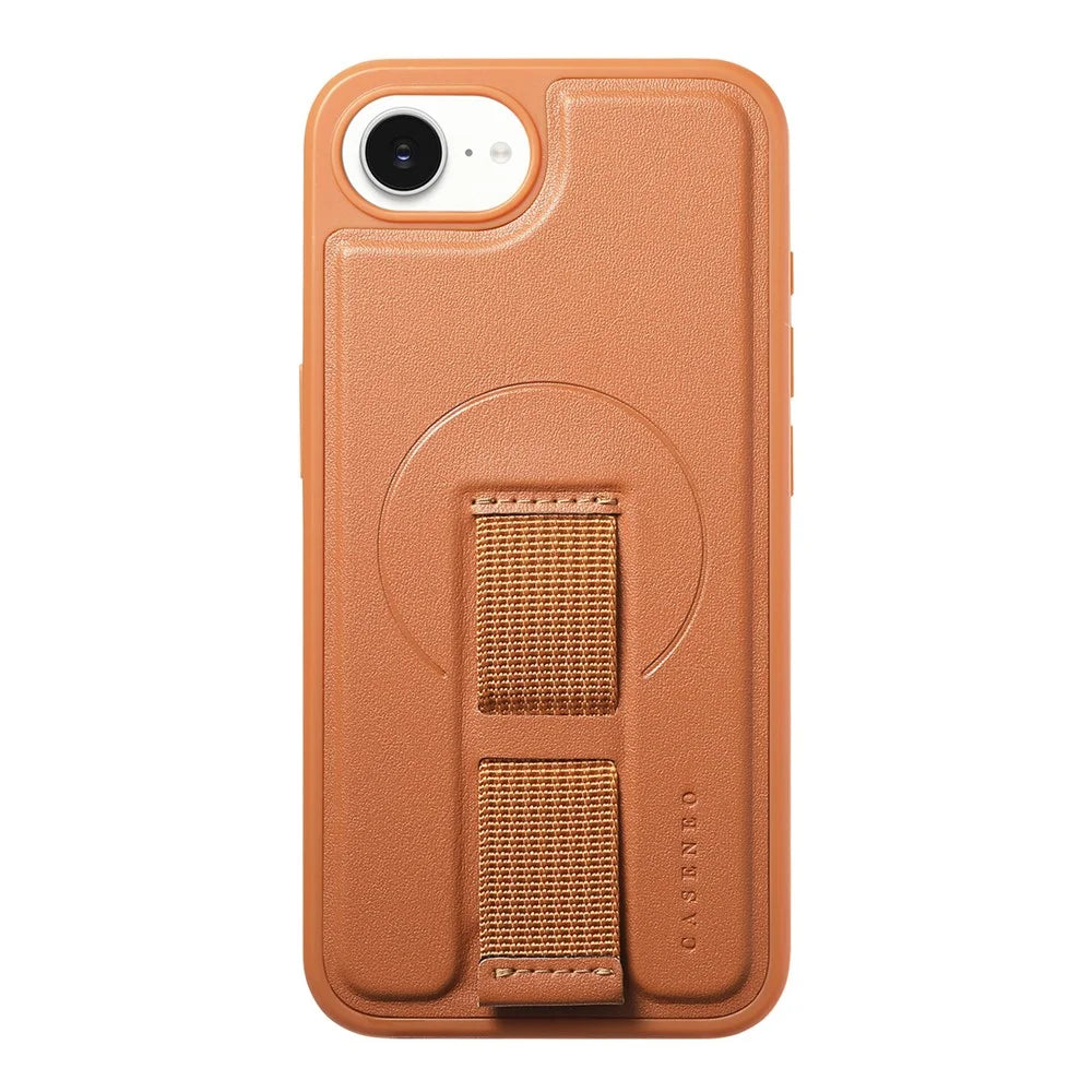 CASENEO For iPhone 17e / 16e Magnetic Case  Wristband PU Leather + PC Shockproof Phone Cover - Brown - 2