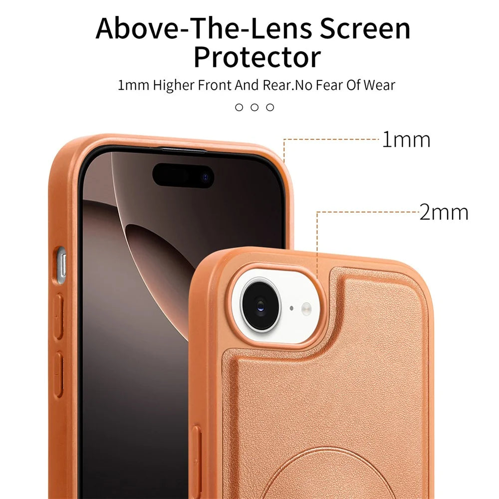 CASENEO For iPhone 17e / 16e Magnetic Case  Wristband PU Leather + PC Shockproof Phone Cover - Brown - 6
