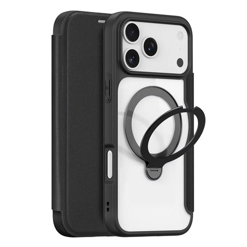 DUX DUCIS For iPhone 17 Pro Leather Case  Skin X Pro Series Rotary Kickstand Cover Compatible with MagSafe - Black - 1