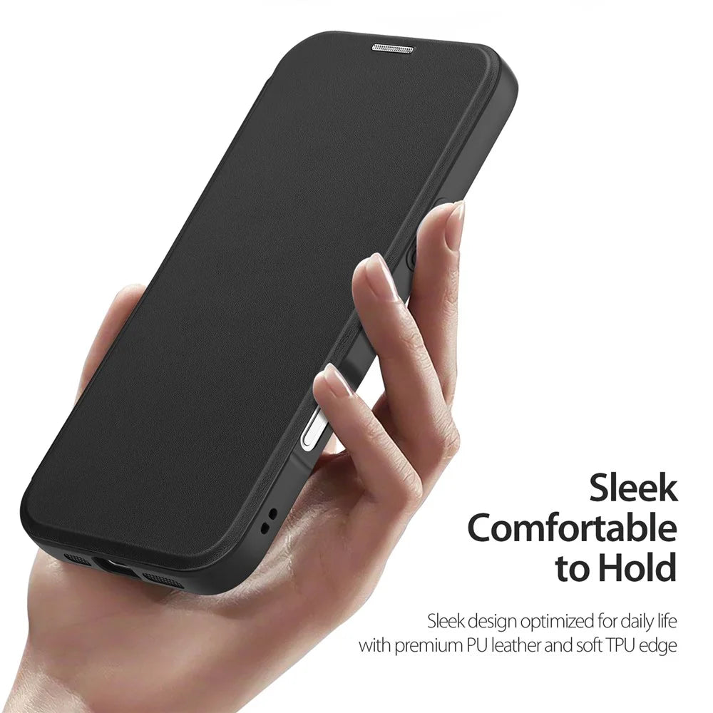 DUX DUCIS For iPhone 17 Pro Leather Case  Skin X Pro Series Rotary Kickstand Cover Compatible with MagSafe - Black - 5