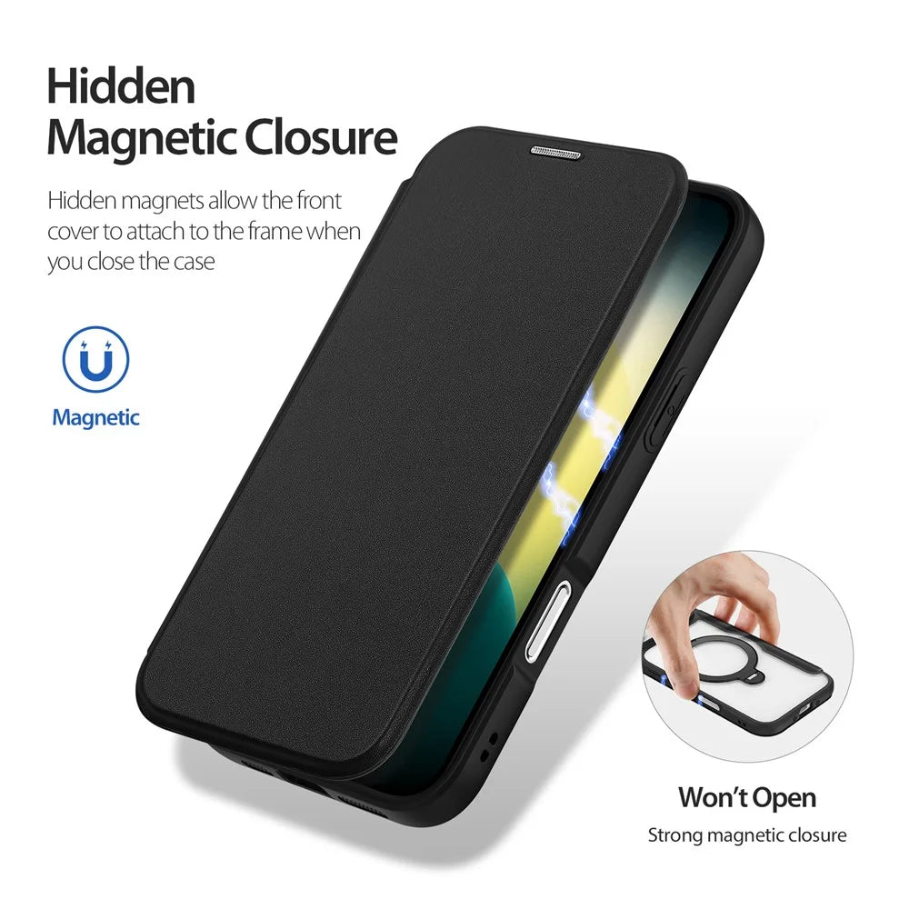 DUX DUCIS For iPhone Air Leather Case  Skin X Pro Series Rotary Kickstand Cover Compatible with MagSafe - Black - 6