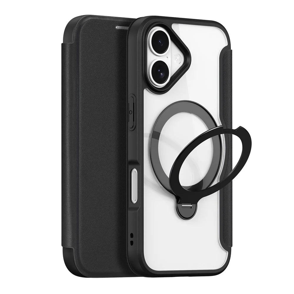 DUX DUCIS For iPhone 17 Leather Case  Skin X Pro Series Rotary Kickstand Cover Compatible with MagSafe - Black - 1