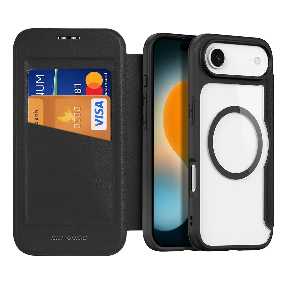DUX DUCIS For iPhone Air Leather Case  Skin X Pro Series Flip Cover Compatible with MagSafe - Black - 2
